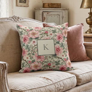 Vintage Botanical Monogram Cushion