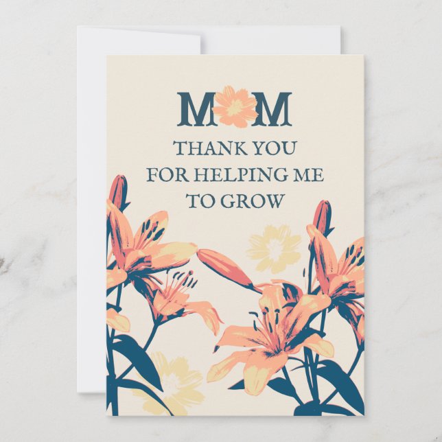 Vintage Botanical Mum Thank You Card (Front)