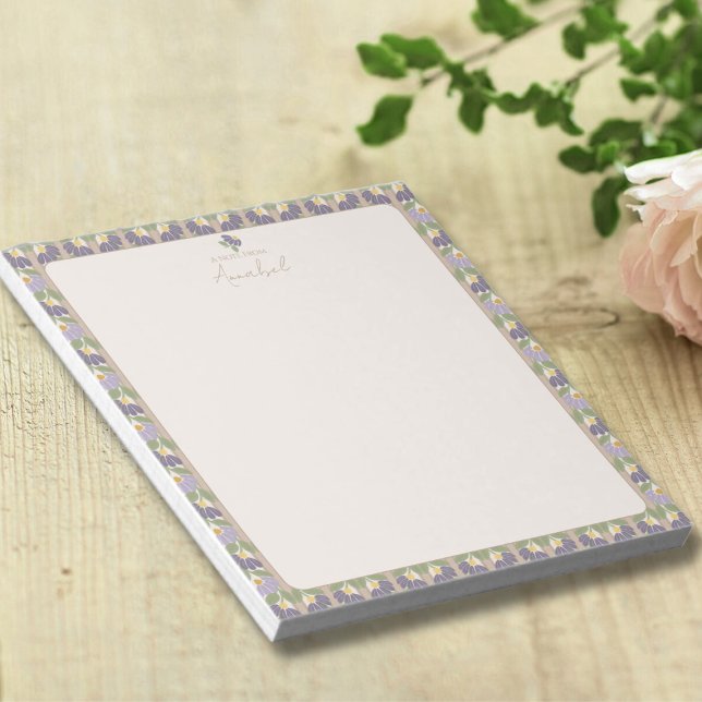 Vintage Botanical Notepad with Personalisation (Personalized Floral Notepad by Blissful Learning)