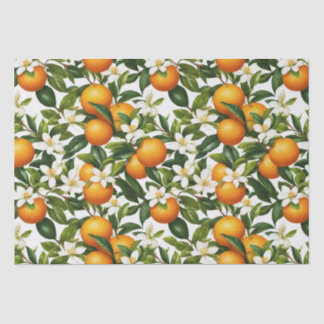 Vintage Botanical Orange Fruit Blossom Pattern Tissue Paper