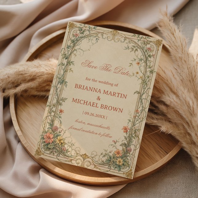 Vintage Botanical Ornamental Save The Date (Creator Uploaded)