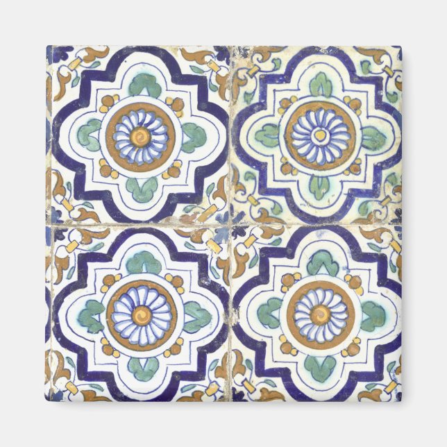 Vintage Botanical Ornamental Tiles Pattern Magnet (Front)