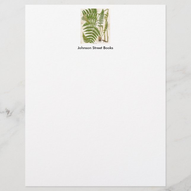 Vintage Botanical Page - Fern Letterhead Template (Front)