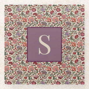 Vintage Botanical Paisley Floral Pattern – Ornate Glass Coaster