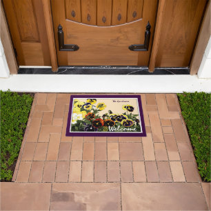 Vintage, Botanical Pansey Art Doormat