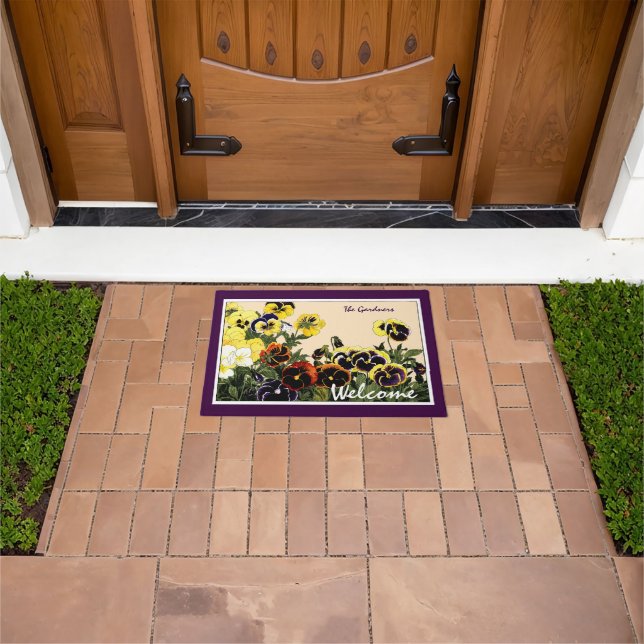 Vintage, Botanical Pansey Art Doormat (Outdoor)
