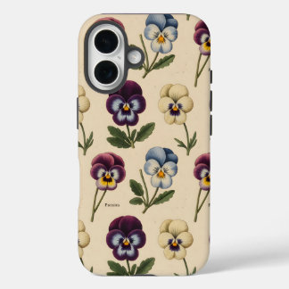 Vintage Botanical Pansies | Antique Floral iPhone 16 Case