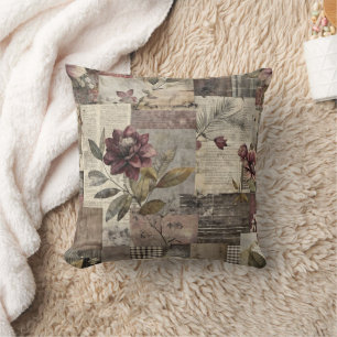 Vintage Botanical Patchwork Rustic (1) Cushion