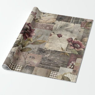 Vintage Botanical Patchwork Rustic (1) Wrapping Paper