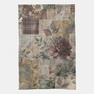 Vintage Botanical Patchwork Rustic (2) Tea Towel