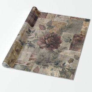 Vintage Botanical Patchwork Rustic (2) Wrapping Paper