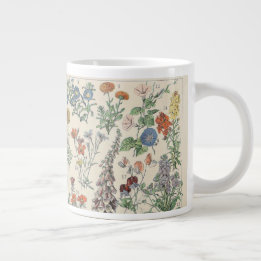 Vintage Botanical Pattern Large Coffee Mug