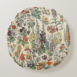 Vintage Botanical Pattern Round Cushion