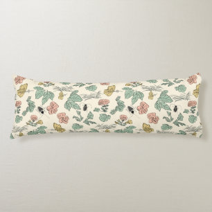 Vintage Botanical Pattern with Butterflies and Bee Body Cushion
