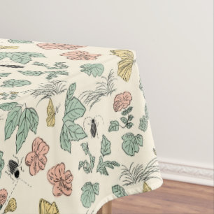 Vintage Botanical Pattern with Butterflies and Bee Tablecloth