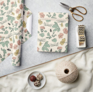 Vintage Botanical Pattern with Butterflies and Bee Wrapping Paper