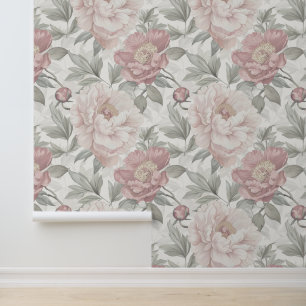 Vintage botanical peony wall design