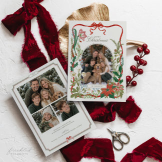 Vintage Botanical Photo Family Christmas Card