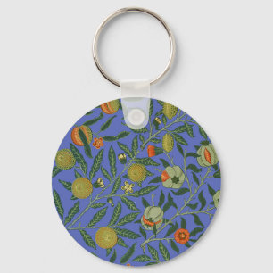 Vintage Botanical Pomegranate Pattern Wallpaper Key Ring