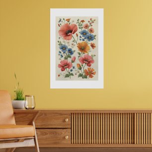 Vintage Botanical Poppies Poster