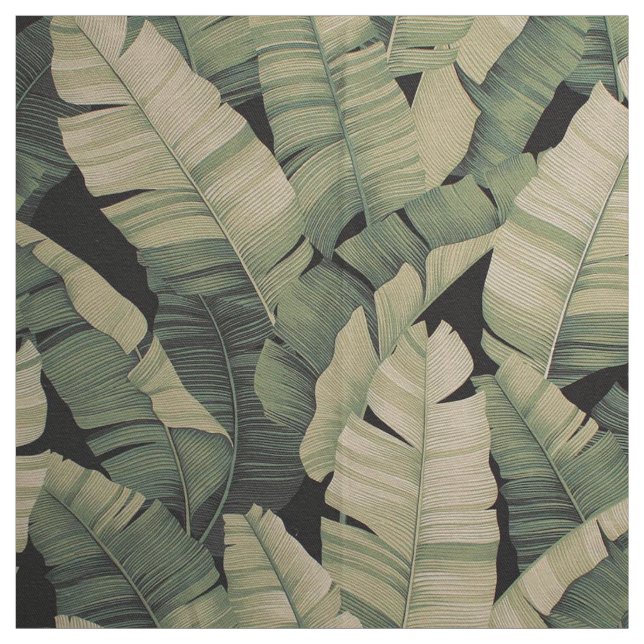 Vintage botanical print banana leaf fabric (Swatch)
