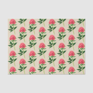Vintage Botanical Print, Coral Pink Peony Tissue Paper
