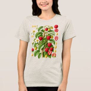 Vintage Botanical Raspberry Illustration Tri-Blend Shirt