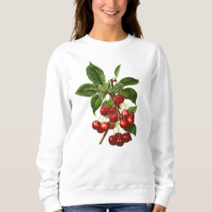 Vintage Botanical Red Cherries Print Sweatshirt