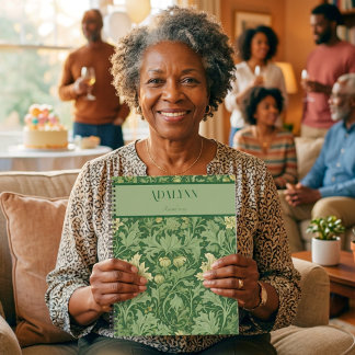 Vintage Botanical Retirement Gifts for Mum Green Notebook