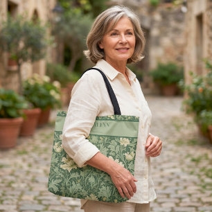 Vintage Botanical Retirement Gifts for Mum Green Tote Bag