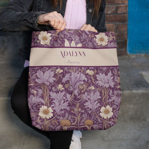 Vintage Botanical Retirement Gifts for Mum Violet Tote Bag