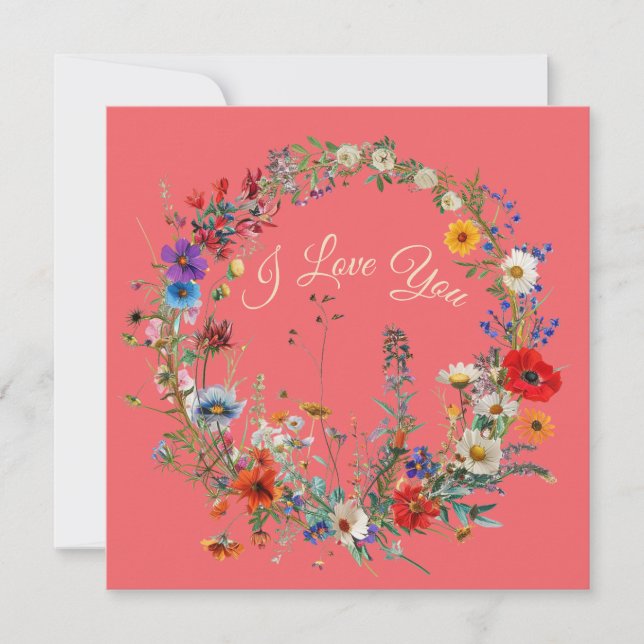Vintage Botanical Ring Wreath Note Card Set (Front)