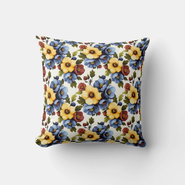 Vintage Botanical Romantic Chic Floral Stylish Cushion (Front)