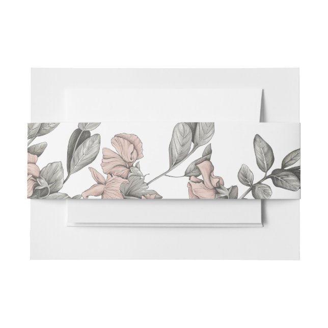 Vintage Botanical Romantic Sweet Pea Invitation Belly Band (Front Example)