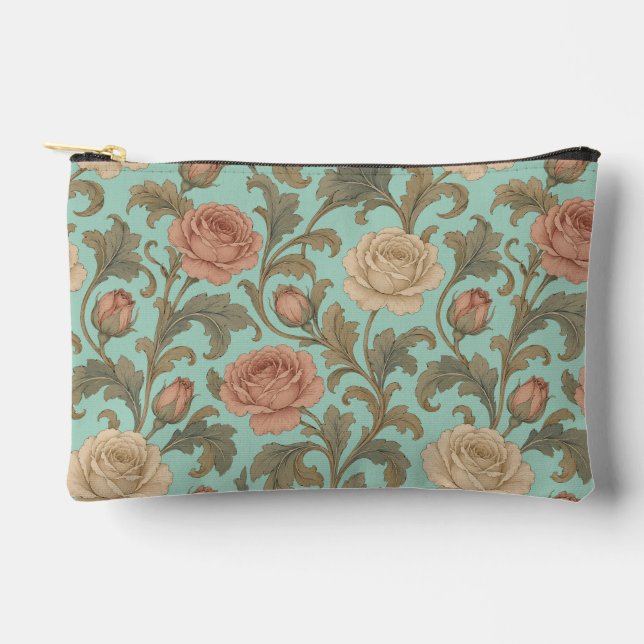Vintage Botanical Rose Accessory Pouch (Front)