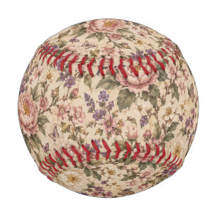 Vintage Botanical Rose Garden & Butterfly Pattern Baseball
