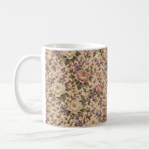 Vintage Botanical Rose Garden & Butterfly Pattern Coffee Mug