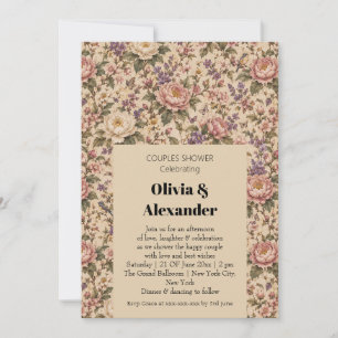 Vintage Botanical Rose Garden & Butterfly Pattern Invitation