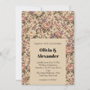 Vintage Botanical Rose Garden & Butterfly Pattern Invitation
