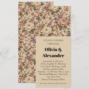 Vintage Botanical Rose Garden & Butterfly Pattern Invitation