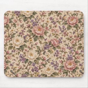 Vintage Botanical Rose Garden & Butterfly Pattern Mouse Pad