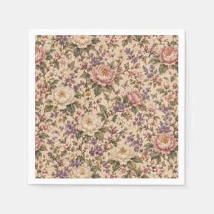 Vintage Botanical Rose Garden & Butterfly Pattern Napkin