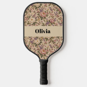 Vintage Botanical Rose Garden & Butterfly Pattern  Pickleball Paddle