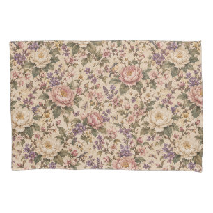 Vintage Botanical Rose Garden & Butterfly Pattern Pillowcase