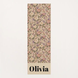 Vintage Botanical Rose Garden & Butterfly Pattern Yoga Mat