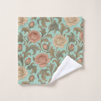Vintage Botanical Rose Wash Cloth