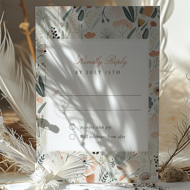 Vintage Botanical RSVP Card Mid-Century Wedding (Creator Uploaded)
