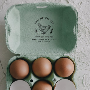 Vintage Botanical Rustic Egg Carton Farmhouse Rubber Stamp