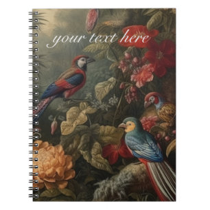 Vintage botanical scene birds customisable notebook