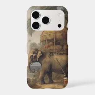 Vintage botanical scene elephant with howdah too 